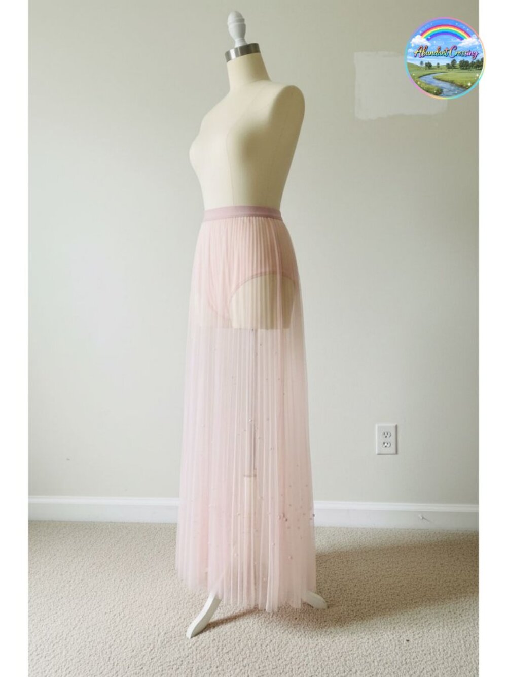 Women Sheer Mesh Maxi Skirt High Waist A-Line Festival Clubwear
